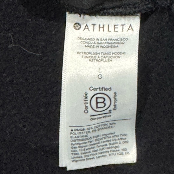 Women's Black ATHLETA Retroplush Tunic Hoodie in Size Large Excellent Condition - Picture 9 of 10